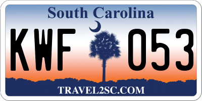 SC license plate KWF053