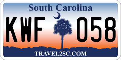 SC license plate KWF058