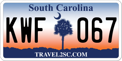 SC license plate KWF067