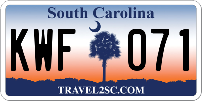 SC license plate KWF071