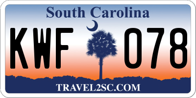 SC license plate KWF078