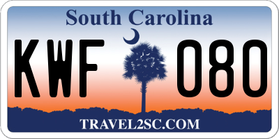 SC license plate KWF080