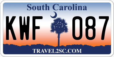 SC license plate KWF087