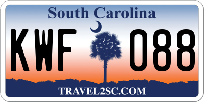 SC license plate KWF088