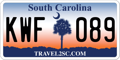 SC license plate KWF089