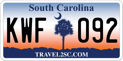 SC license plate KWF092