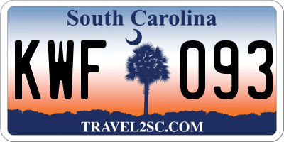 SC license plate KWF093