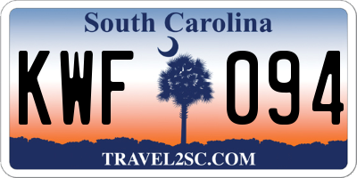 SC license plate KWF094