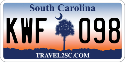 SC license plate KWF098