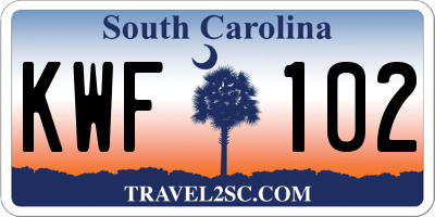 SC license plate KWF102