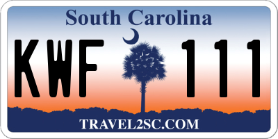 SC license plate KWF111