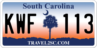 SC license plate KWF113