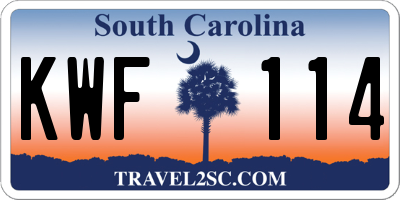 SC license plate KWF114