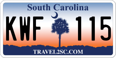 SC license plate KWF115