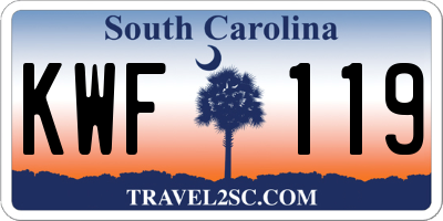 SC license plate KWF119