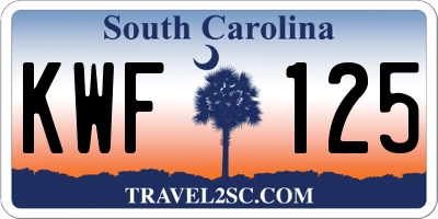SC license plate KWF125