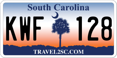 SC license plate KWF128