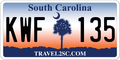 SC license plate KWF135