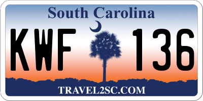 SC license plate KWF136