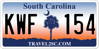 SC license plate KWF154