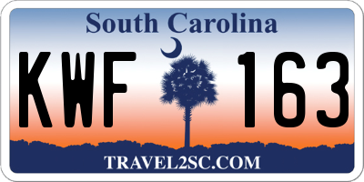 SC license plate KWF163