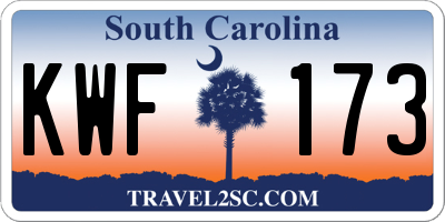 SC license plate KWF173
