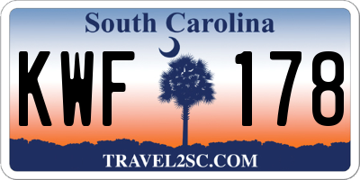 SC license plate KWF178