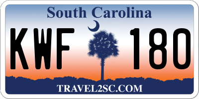 SC license plate KWF180