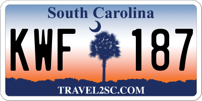 SC license plate KWF187
