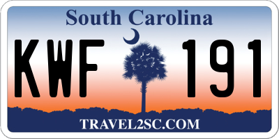 SC license plate KWF191