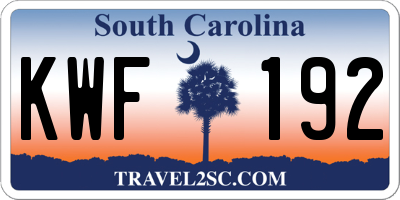 SC license plate KWF192