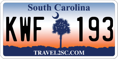 SC license plate KWF193
