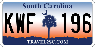 SC license plate KWF196