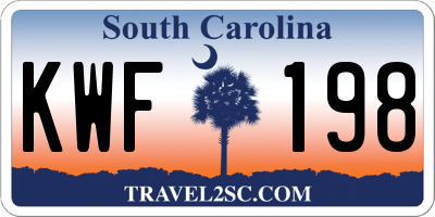 SC license plate KWF198