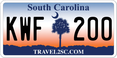 SC license plate KWF200