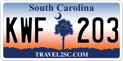 SC license plate KWF203