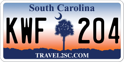 SC license plate KWF204