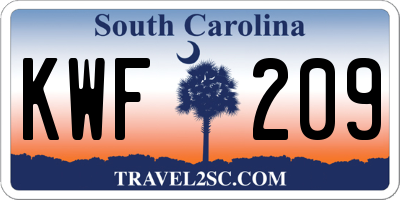 SC license plate KWF209