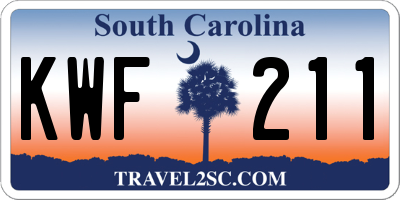 SC license plate KWF211