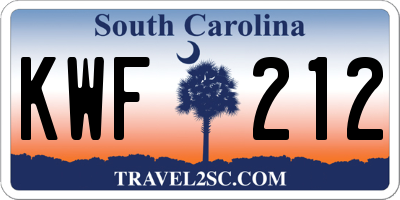 SC license plate KWF212