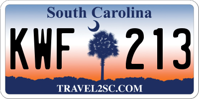 SC license plate KWF213