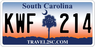 SC license plate KWF214