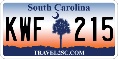 SC license plate KWF215