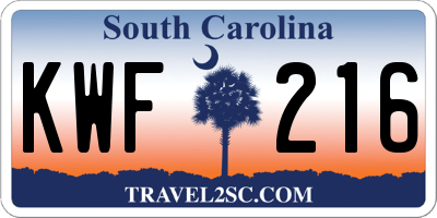 SC license plate KWF216