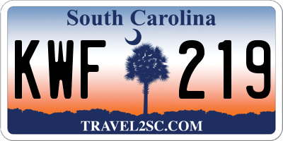SC license plate KWF219