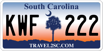SC license plate KWF222