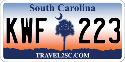SC license plate KWF223