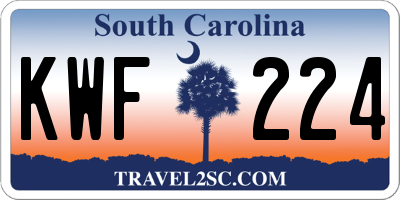 SC license plate KWF224