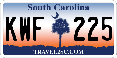 SC license plate KWF225