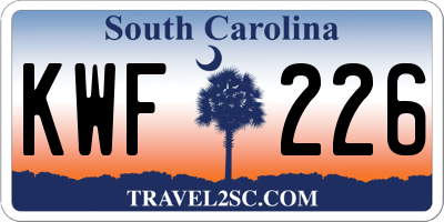 SC license plate KWF226
